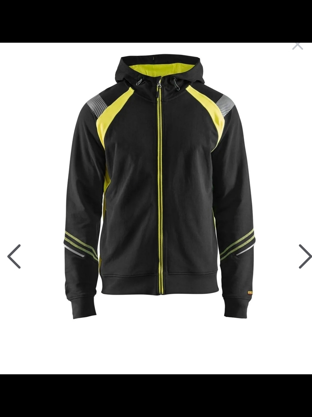 Men's Black & Hi Vis Yellow Full-Zip Hooded Jacket